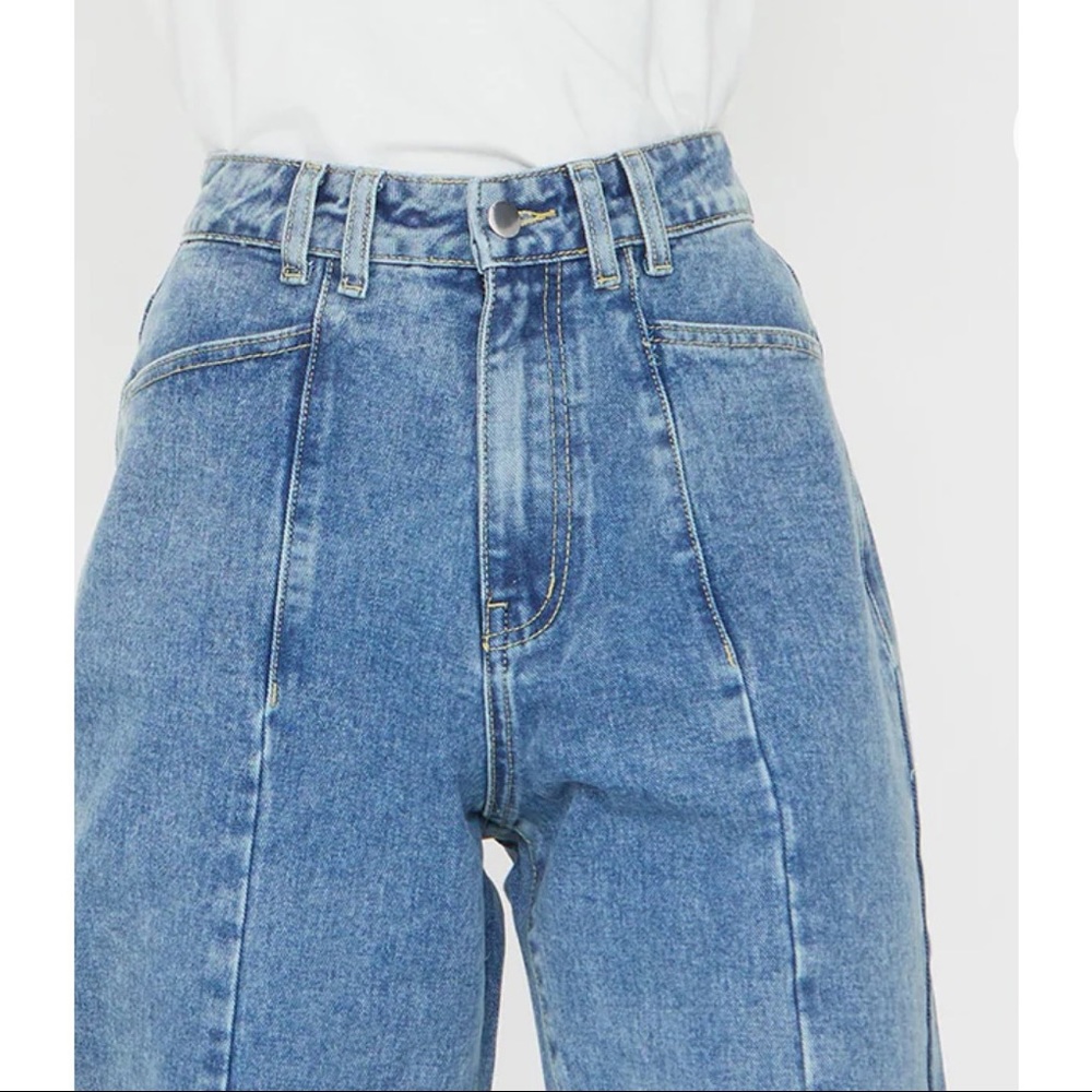 PLT• vintage wash seam front wide leg